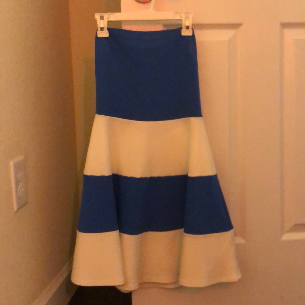 Blue and white striped dress